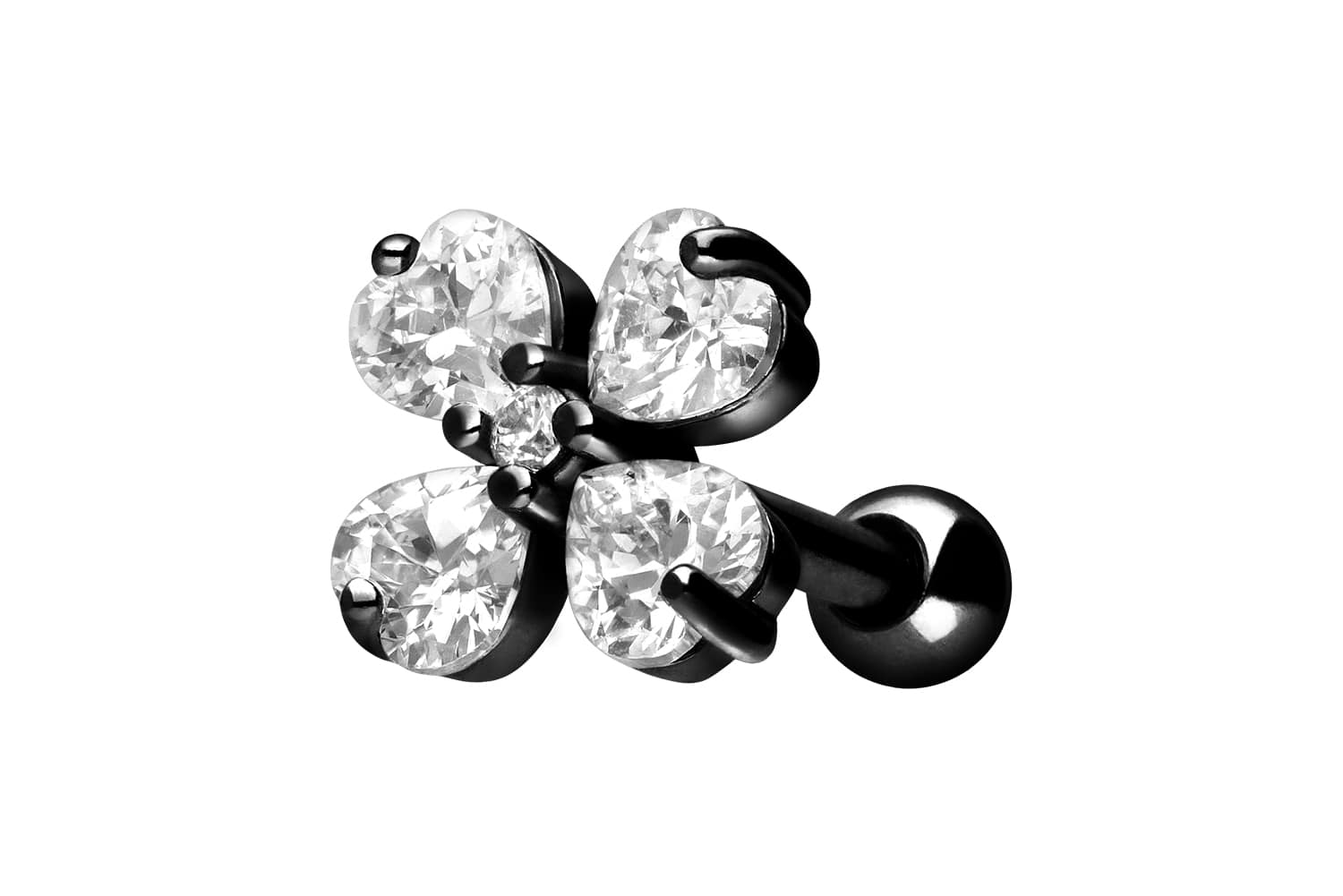 Chirurgenstahl Ohrpiercing KRISTALLBLUME